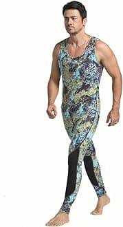 Nataly Osmann Camo Spearfishing Wetsuits Men 3mm /1.5mm Neoprene 2-Pieces Hooded Long Sleeve Scuba Diving Suit Full Body Keep Warm Snorkeling Suits