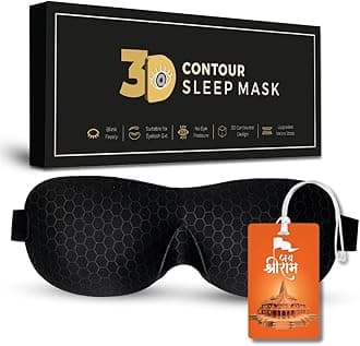Samadhaan Fabric Eye Mask For Sleeping W Adjustable Velcro 3D Contour Sleeping Mask For Men Women Sleep Mask Blind Fold Eye Cover For Travel Total Blackout Sleeping(Black W Luggage Tag)