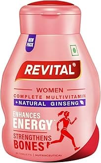 Revital For Women with Multivitamins, Calcium, Zinc & Natural Ginseng for Daily Immunity Strong Bones, and Enhances Energy Level - 30 Capsules