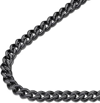 FindChicMen Curb Chain Necklace 18K Gold Plated/Stainless Steel/Black Chunky Double Tight Cuban Link Hip Hop Neck Chains for Men Boys 3.5MM/5MM/6MM/7MM/9MM/12MM 14''-30'' 8 Length Options (Send Gift Box)