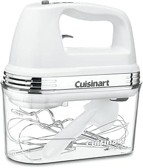 Cuisinart Power Advantage PLUS 9-Speed Hand Mixer, 220W-Motor Hand Blender Electric Mixer with 9 Speed Settings, Extra-Long Dishwasher-Safe Beaters, 3 Low Mixing Speeds, Storage Case, HM-90S, White