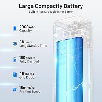 Phomemo P831 Portable Printer - [Upgrade] 300 DPI Bluetooth Travel Printer Support 8.5x11 US Letter & A4 Regular Copy Paper, Mobile Printers Compatible with Mobile & Laptop for Home Office