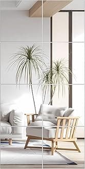 VASUHOMEGlass Full Length Wall Mirror Tiles- 12x12 Inch- 8PCS Frameless Full Body Mirror for Home Gym, Bedroom, Living Room - Versatile Wall Mirror with Unrivaled Clarity