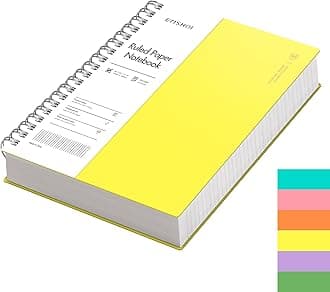 EMSHOI Spiral Notebook, B5 7.48" X 10.15", 300 Pages, Hardcover, 100gsm Thick Lined Journal, for Women Men Work Writing - Yellow