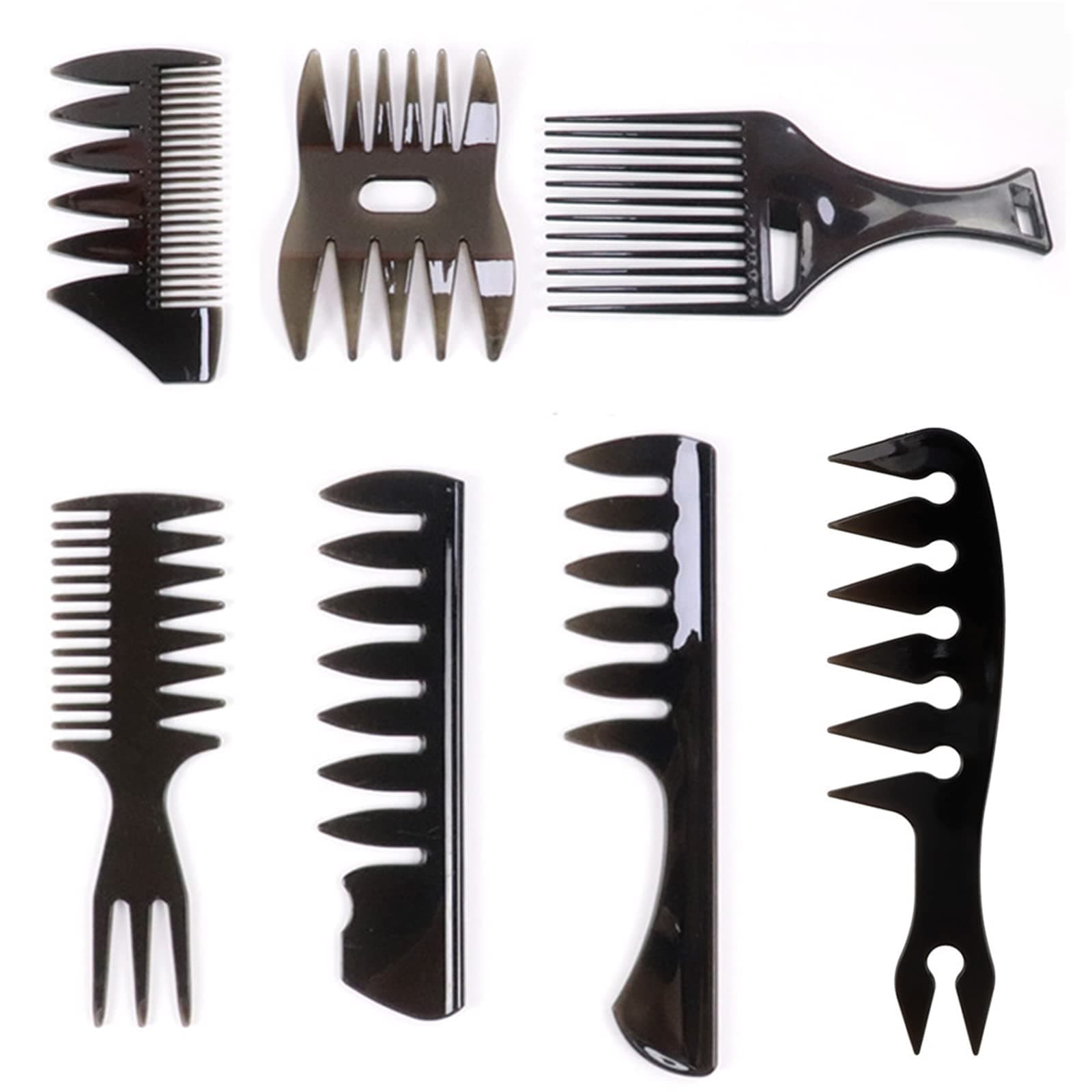 AOT Wide Tooth Comb Set - 7pcs Texture Styling Comb Tools for Wet Hair & Professional Barber Shaping