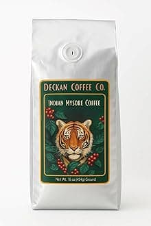 South Indian Mysore Coffee - Ground with Chicory - Authentic New Orleans/Indian Style Blend, Bold and Flavorful, 1lb Bag - Distinctive Chicory Coffee Taste