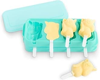 Unicorn Ice Pop Molds, Stackable Easy-Release Ice Popsicle Tray with 4 Molds, Sticks, and Lid, BPA-free, Set of 2