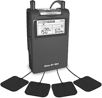 EV-804 TENS/EMS 2 Channel Rechargeable Combo Machine Unit - Muscle Stimulator + Back Pain Relief and Management- 7 modes/24 Programs/Backlit (Including Electrodes Pads)