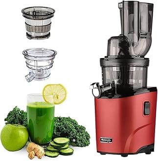 Kuvings Newly Launched REVO Series Professional Cold Press Whole Slow Juicer, World's First Juicer with Patented Automatic-Cutting Auger to reduce preparation time and Advanced Rubber & Silicon-Free Technology, 12 Years Warranty, All-in-1 Fruit & Vegetable Juicer, Home Service Across India (REVO830 Red + Smoothie & Sorbet)