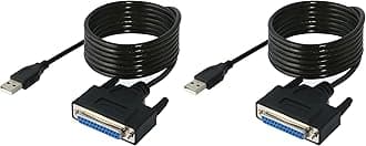 USB 2.0 to DB25 IEEE-1284 Parallel Printer Cable Adapter [THUMBSCREWS Connectors] (CB-DB25) (Pack of 2)