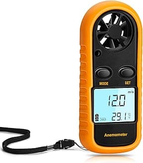 Anemometer Handheld, Light Weight Digital Wind Speed Meter, Wind Speed Temperature Gauge with Digital LCD Display for Kite Flying, Meteorology, Fishing, Surfing