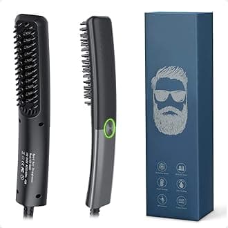 Lidasen Electric Hair Straightener Beard Brush Quick Safe Adjustable Temperature up to 200°C, 2-in-1 Premium Ionic Brush for Hair and Beard Straighteners