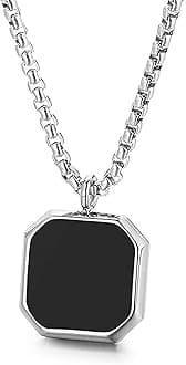 Men's Jewellery Black Silver Chain For Men Boys Geometric Stainless Steel Black Silver Locket Pendant Necklace Chain For Men Boys For Husband Gift Chains (Modern)
