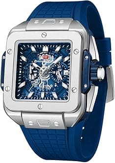 AIMESWatch for Men Tonneau Waterproof Quartz Luxury Chronograph Date Multifunctional Japanese Analog Men's Wrist Watches Unique Cool Silver Square Big Face Dial Wristwatches Elegant Gifts for Men