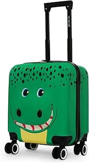Tic Tac Toe Polycarbonate Spinner Hard-Sided Cabin Luggage for Kids Green 44cm|17inch Kids Trolley Bag |Zoo Crocodile