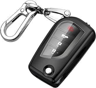 QBUC for Toyota Key Fob Cover Compatible with Toyota Fortuner Tundra Camry RAV4 Highlander Corolla Smart Key Sliver