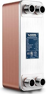 ALECOIL 4"x12"-40 Plates Heat Exchanger with 1" MPT Port Water to Water 316L Stainless Steel Brazed Plate Heat Exchanger for Water Heating, Floor Heating, Industrial and Commercial Refrigeration