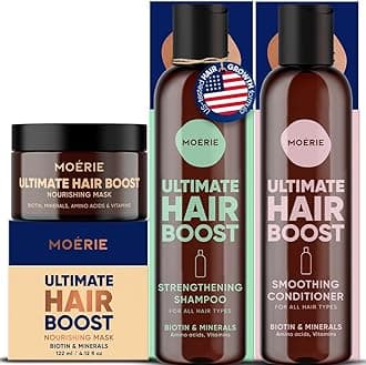 Moerie Mineral Shampoo And Conditioner Plus Hair Mask Pack – The Ultimate Hair Care Set – For Longer, Thicker, Fuller Hair - Vegan Hair Products – Paraben Free Hair Products