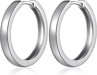 Huggie Hoop Earrings For Men Women,Silver Hoop Earrings 18mm/21mm/25mm, Nickel Free Earring Hoops for Sensitive Ears