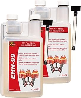 EHN-99, 2-Ethylhexyl-Nitrate 99% Pure 2 EHN Performance Enhancer Cetane Booster Diesel Treatment Additive 2x 1L Treats up to 2000L