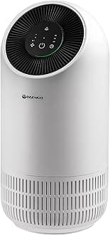Daewoo Air Purifier, Ultra Quiet, 3 Speed Settings, 8 Hour Timer, Night Light And HEPA 13 Filter That Captures Allergens, Pet Hair, Smoke, Odour And Large Dust Particles For Cleaner, Breathable Air