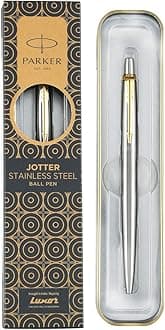 Parker Moments Jotter Steel Gold Trim Ball Pen (Silver)