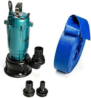 Heavy Duty Flood Sewage Water Pond Drain Septic Sump Cesspool Grinding Pump (Pump with 10m Blue Hose)