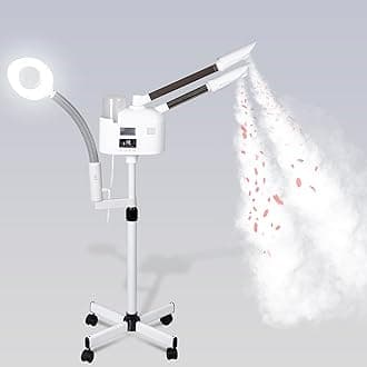 HomGarden Pro 3 in 1 Facial Steamer for Face Deep Cleaning, 5X LED Floor Magnifying Lamp UV Ozone Hot/Cool Mist Function Face Steamer Salon Spa Beauty Skin Care Equipment