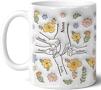 Pawfect House You Hold Our Hands Also Our Hearts, Mothers Day Gifts For Mom, Grandma, Personalized 2D Mother Coffee Mug, Best Mom Ever Gifts Ceramic Cup Birthday Gift From Daughters, Sons