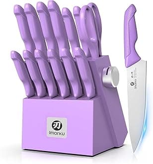 imarku 14 Piece Professional Kitchen Knife Set Stainless Steel Purple