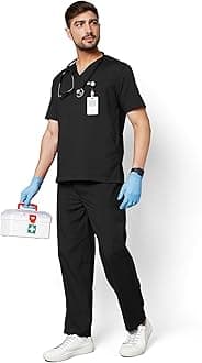 – Active Men's 5-Pocket New Gen Scrubsuit V Neck Flexibile & Comfortable Top & Bottom Easily Accessible Pockets Uniform for Doctors