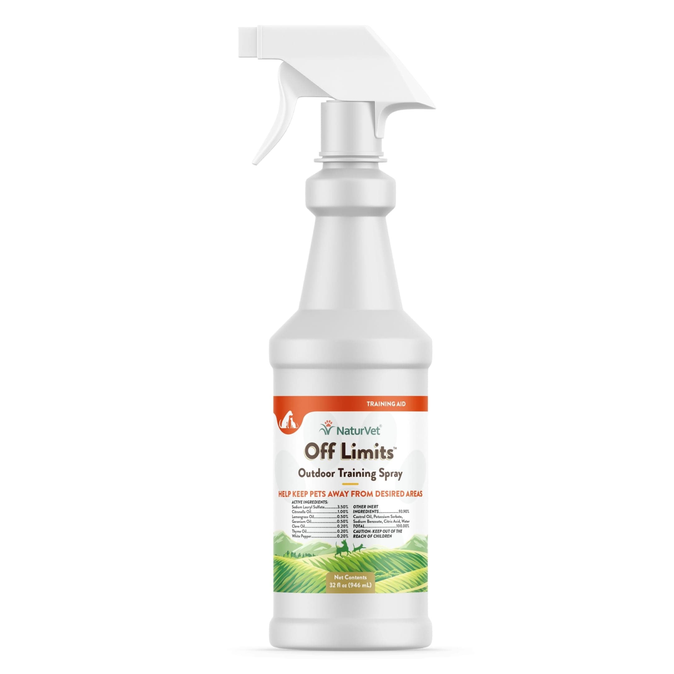 NaturVet Off Limits Pet Training Spray for Dogs & Cats – Deters Pets from Outdoor Areas – Includes Herbal Extracts – Non-Staining Sprays for Training Pets – 32 Fl. Oz.