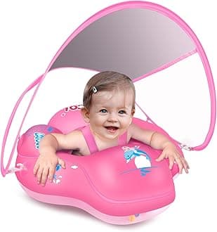 LAYCOL Baby Pool Float with Canopy UPF50+, 5 Point Safety Buckle No Flip Over, Toddler Floaties Infant Pool Floats with Double Air Chambers, Baby Beach Essentials/Traval for 3-36M