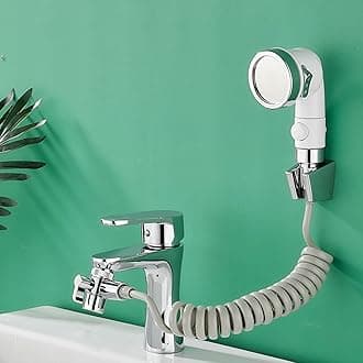 BiaoTeng Shower Head and Hose Set for Bath taps Single Shower Attachment for Sink taps Long Hose Sink Hand Shower Detachable Hose for Hair Wash Sink,White