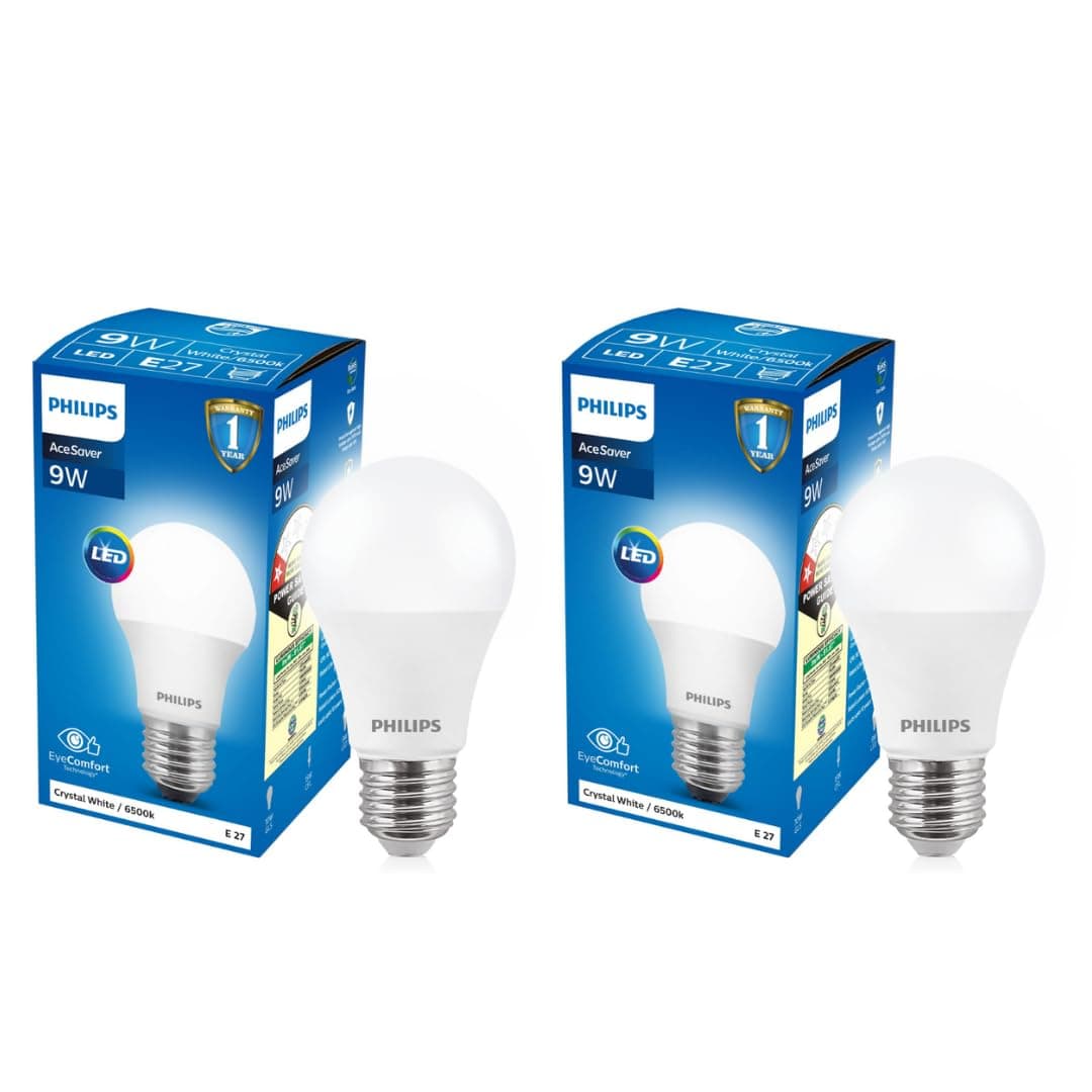 Base E27 9-Watt LED Bulb (Cool Day Light, Pack of 2)