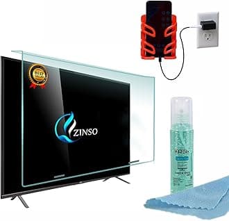 ZINSO 58 inch Premium TV Screen Protector- Tempered Fiber Glass Guard, Crystel Clear Vision, Anti-Scratch, Anti-Glare With 1 Year Warranty.