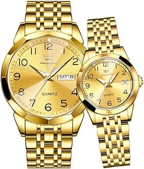 OLEVS Couple Watch Valentines Couple Matching Watches His and Her Couple Set Wrist Watch Men and Women Lovers Wedding Romantic Gifts Set of 2