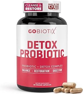 Detox Probiotic - Promotes Digestive Regularity - Supports a Healthy Gut & Liver, Eases Gas - 50 Billion CFU with Prebiotics & Digestive Enzymes - Gluten Free, Vegetarian, Non-GMO - 60 Vegan Capsules