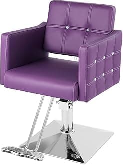 Salon Chair for Home, Salon Styling Chair for Hair Stylist, Purple Hydraulic Barber Chair Heavy Duty, Beauty Spa Cosmetology Shampoo Hairdressing Equipment