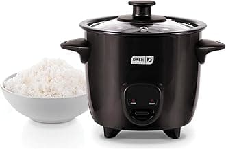 DASH Mini Rice Cooker Steamer with Removable Nonstick Pot, Keep Warm Function & Recipe Guide, One Half Quart, for Soups, Stews, Grains & Oatmeal - Black