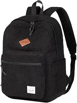 Corduroy Backpack for Men Women, VASCHY Casual Cute Fleece School Bag 15.6 inch Lightweight Daypack for Teens/Men/Women Travel