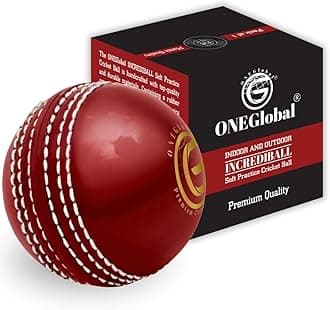 Soft Indoor Outdoor Incrediball Practice Cricket Ball | Rubber Cricket Ball with Soft Core & Real Stitched Seam | for Practice, Coaching, Honing Skills & Family Fun | 7 Colours (1-Red)