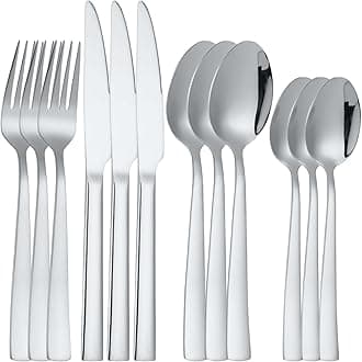 Silverware Set for 3, 12-Piece 18/10 Stainless Steel Flatware Set,Forged Cutlery Set Matte Finish for Home,Restaurant and Parties, Dishwasher Safe.