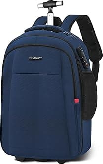 lycheeConcealable Rolling Backpack-Adult Business Laptop Backpack with Wheels-20 inch Invisible Shoulder Strap Waterproof-Suitcase Travel Bag with reflective stripes,Blue