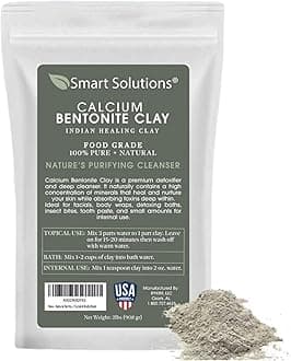 SMART SOLUTIONS Calcium Bentonite Clay Food Grade, 2 lb Pure Indian Healing Clay - All Natural for Internal and External Use | DIY Facial Treatments, Deodorants, Hair Masks
