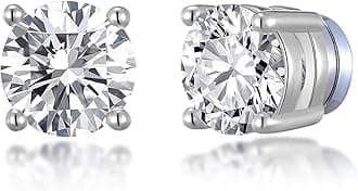 Stainless Steel Magnetic Stud Earrings for Men Women Non-piercing Hypoallergenic 6mm 1 Pairs Silver Round Magnetic Clip On Stud Earrings Created with Crystals