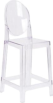 Flash Furniture Revna Ghost Counter Stool with Oval Back in Revna Transparent Crystal