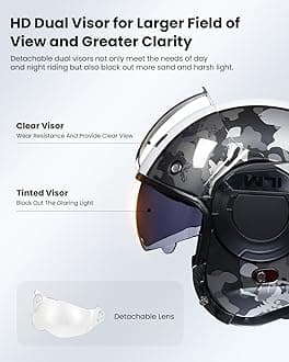 ILM Vintage Full Face Modular Motorcycle Helmet for Adults Men ATV UTV Snowmobile with 180° Reversible Chin Guard DOT ILM-B707(Camouflage, XL)