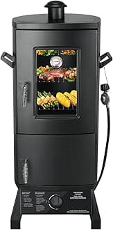 Propane Smoker, Vertical Smoker with Three Removable Shelves,Outdoor Grills & Smokers with Thermometer for BBQ, Backyard,Black…