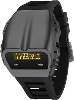 Unique Metal Watch, OLED Mens Digital Watches, Lift-to-Wake Screen, Silicone or Stainless Steel Strap, 30M Waterproof